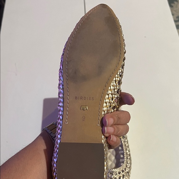 BIRDIES The Goldfinch Gold faux Leather Woven Flats Size US 9 - Picture 5 of 10